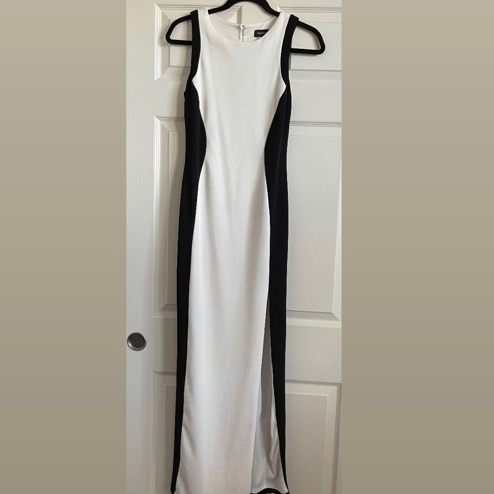 Elegant black and white prom evening dress